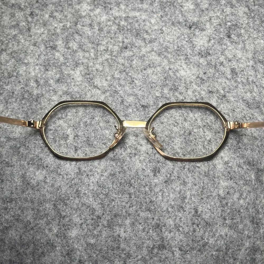 Vintage 18K Gold Plated Glasses FRAMES ONLY Hexagon Italy 125 40/20 USI Rico